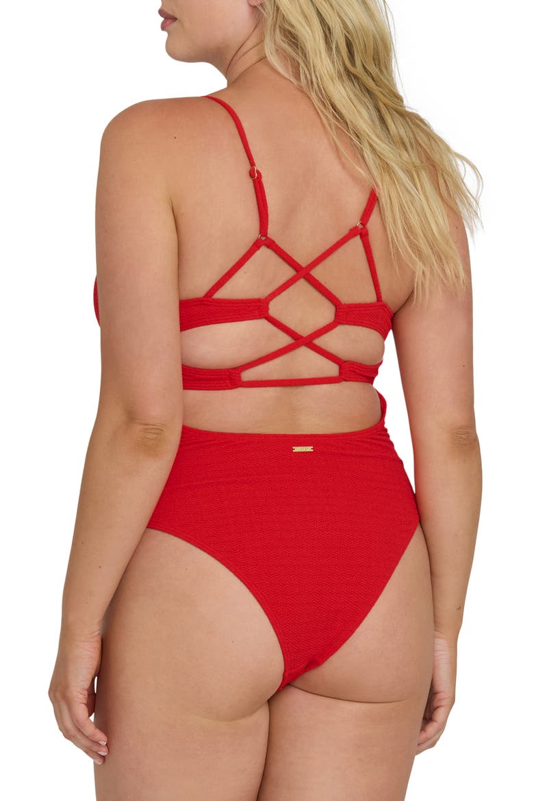 Rising Tide Strappy One Piece Swimsuit, Alternate, color, FIESTA RED