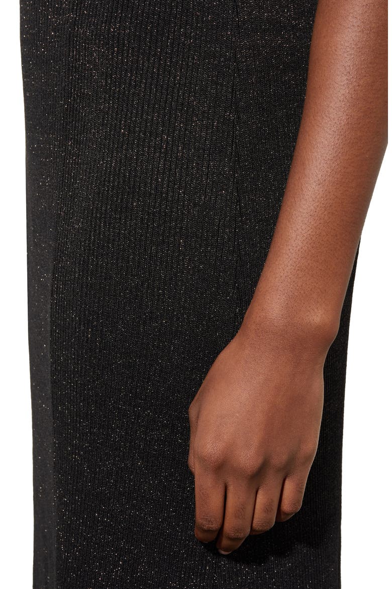 Shimmer Rib Knit Midi Skirt, Alternate, color, BLACK/SILVER