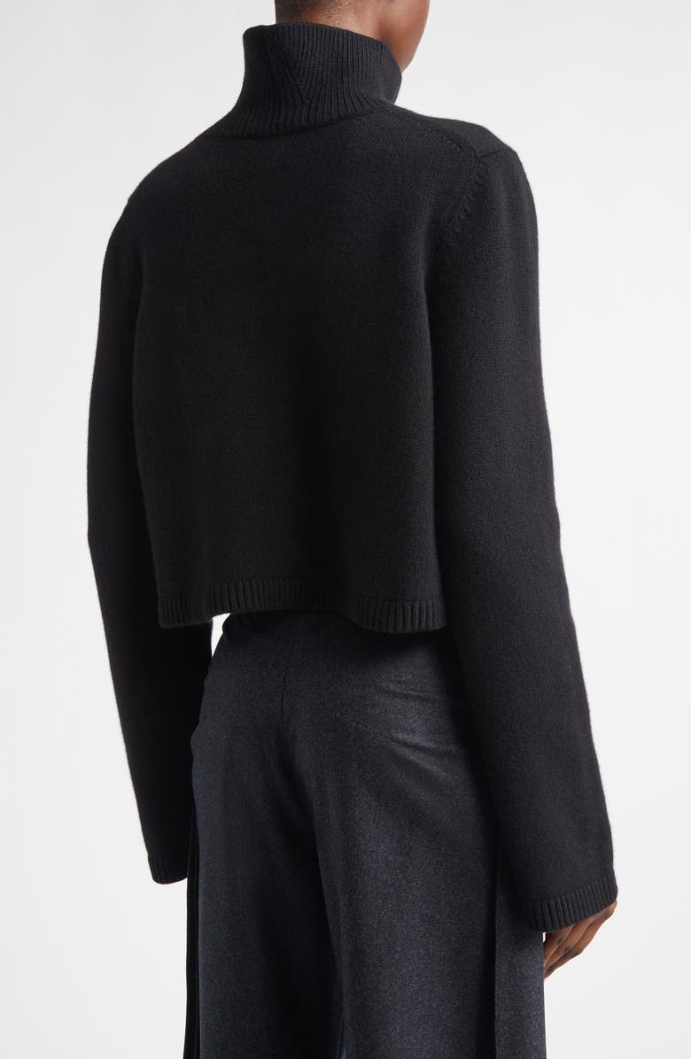 Alaïa Crop Cashmere & Wool Blend Turtleneck Sweater, Alternate, color, Noir Alaia