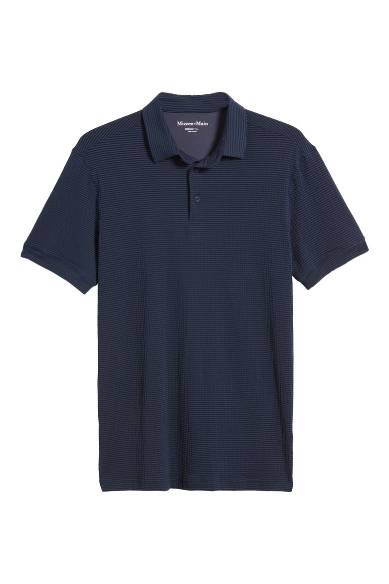 Copa Trim Fit Stripe Performance Polo, Alternate, color, NAVY SOLID