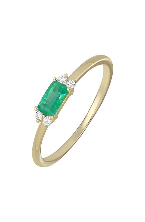 El Mar 18K Yellow Gold Emerald & Diamond Stackable Ring