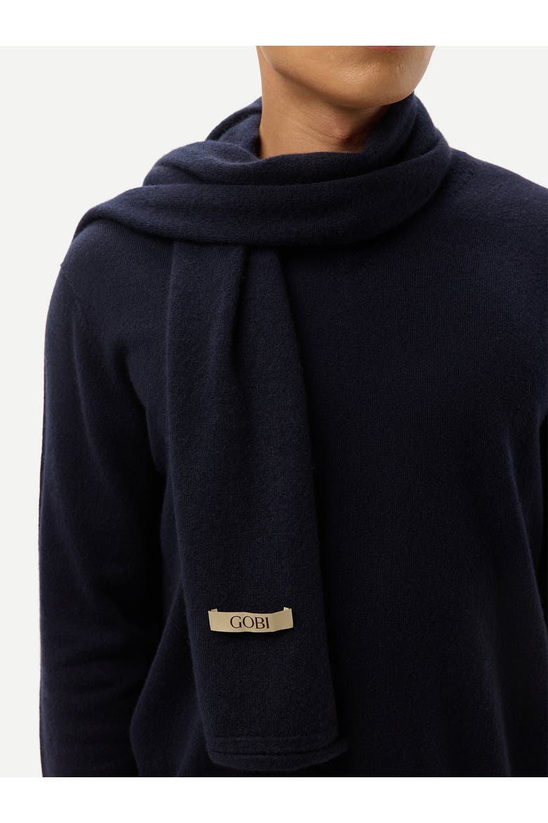 Cashmere Jersey Knit scarf, Alternate, color, navy blazer