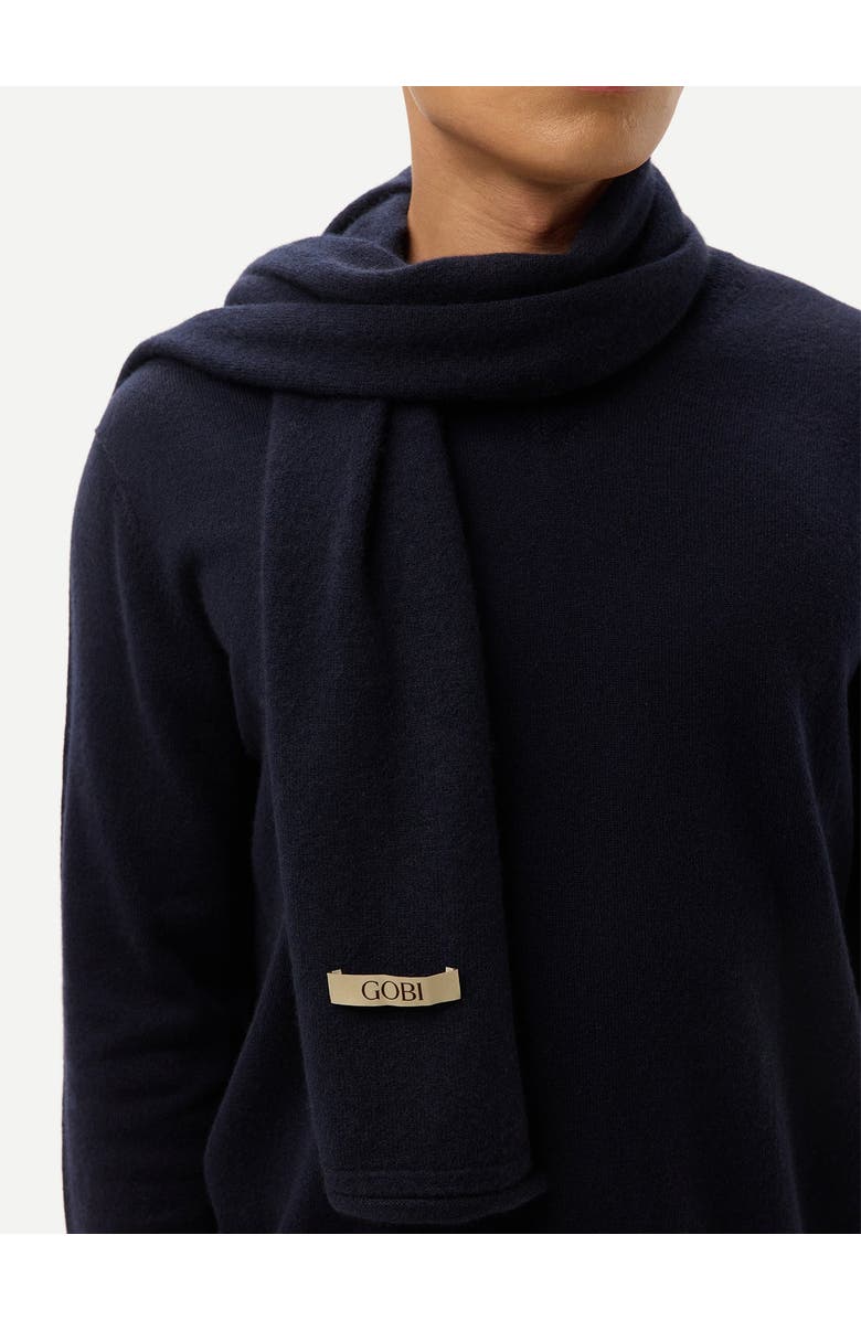 GOBI Mongolian Cashmere Cashmere Jersey Knit scarf, Alternate, color, Navy Blazer