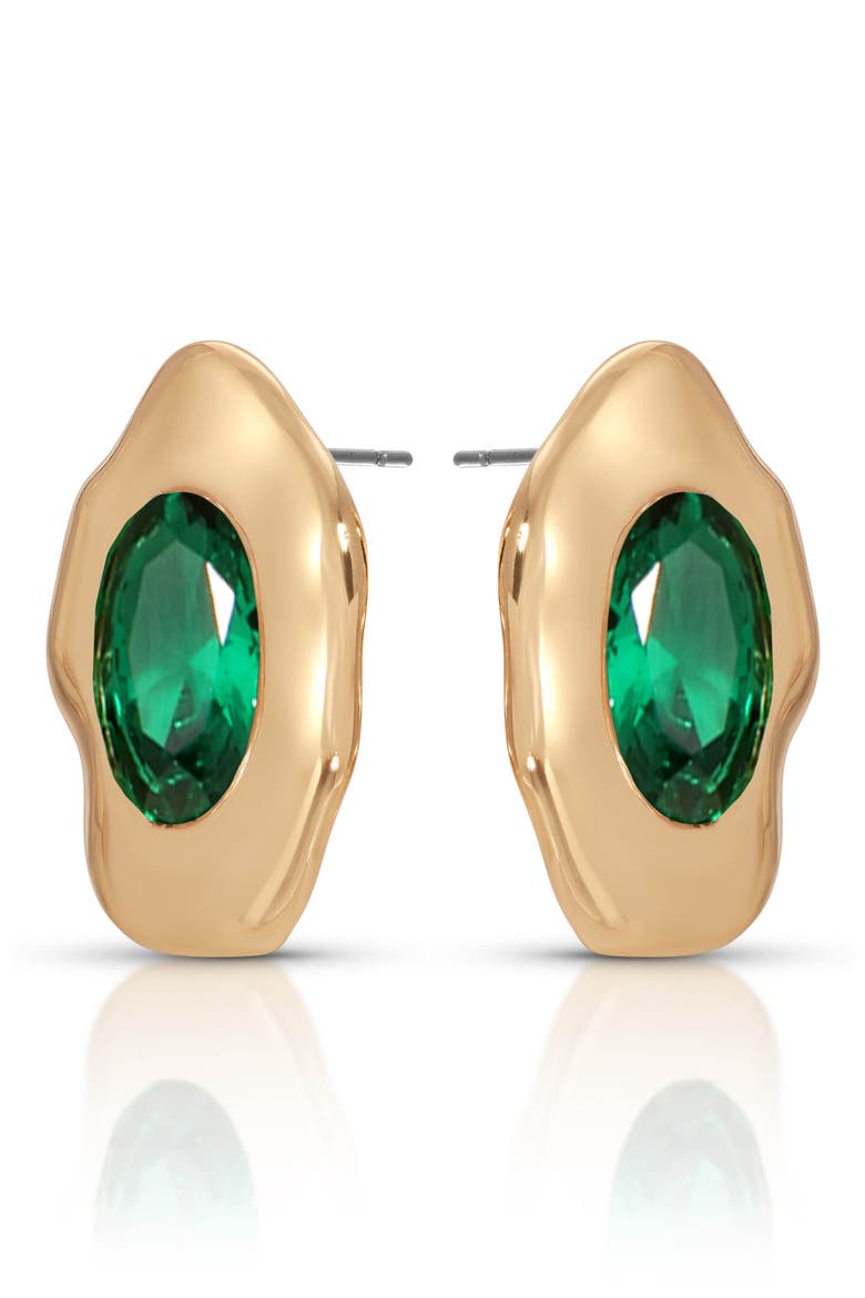 Molten Glow Crystal Stud Earrings, Alternate, color, GREEN