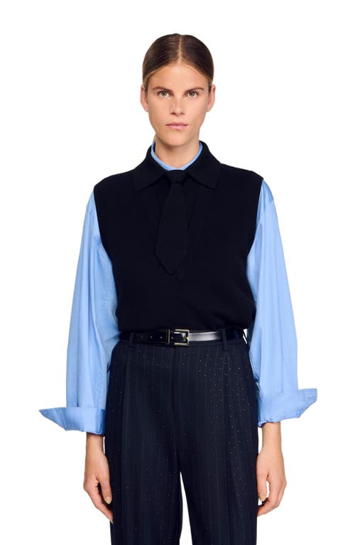 Sandro Tie-neck Sweater In Black