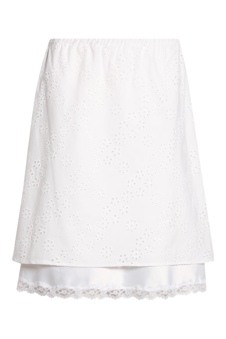 Laffy Layered Cotton Eyelet Skirt, Alternate, color, WHITE
