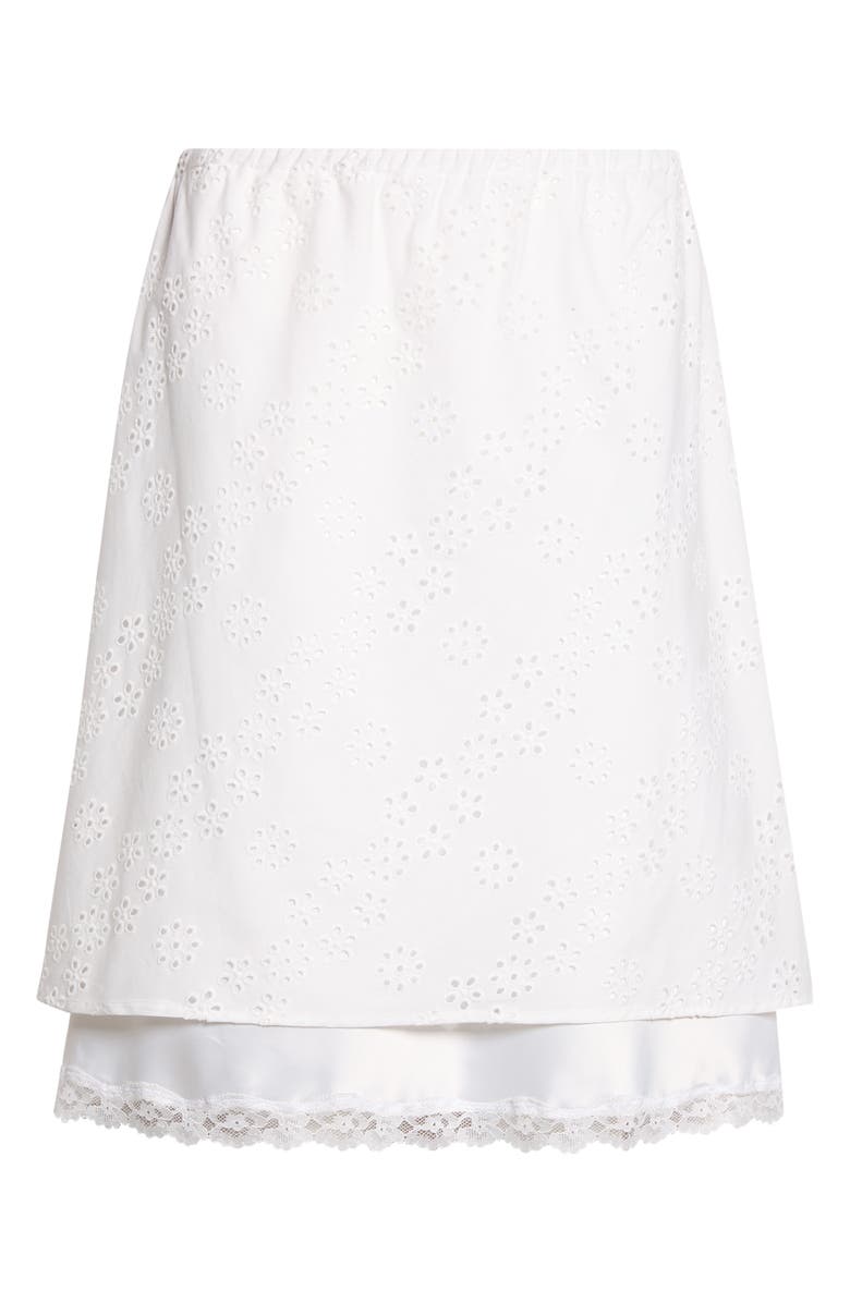 Sandy Liang Laffy Layered Cotton Eyelet Skirt, Alternate, color, White