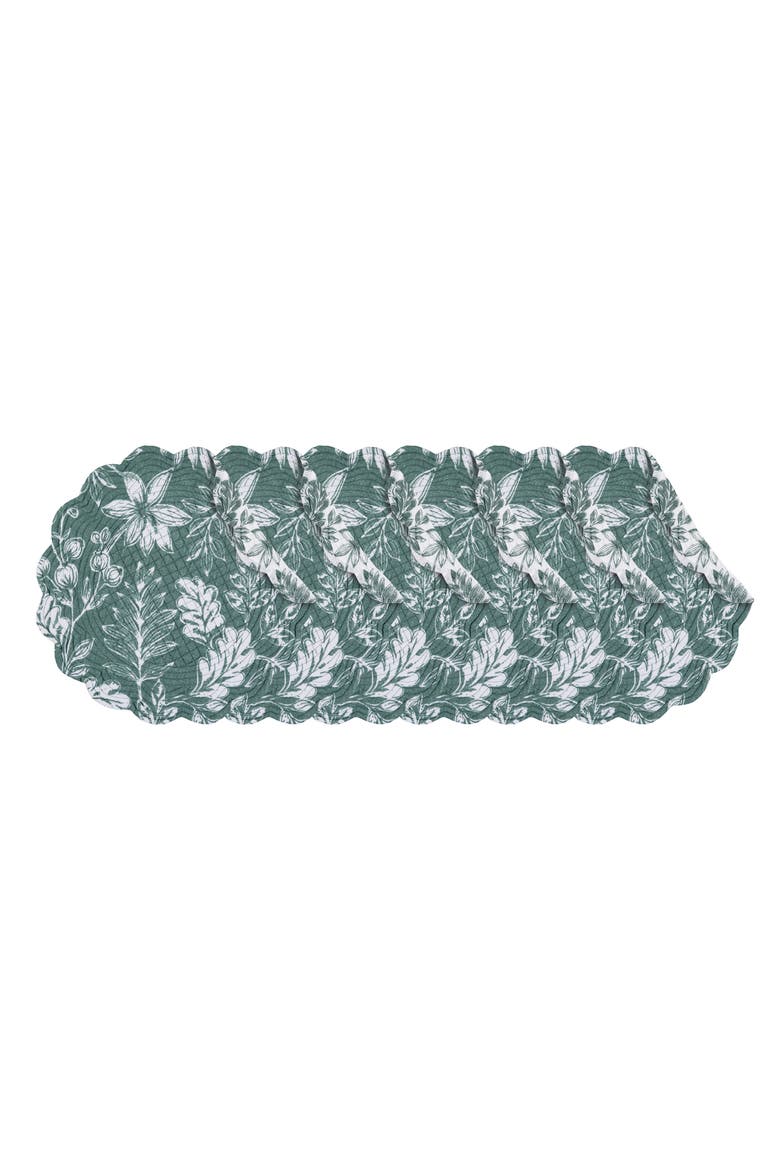 Everview Sage Machine Wash Round Set of 6 Placemats 17", Main, color, Green