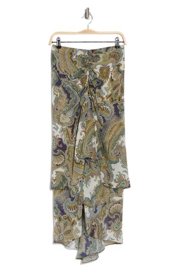 Shop Veronica Beard Sira Ruffle Ruched Silk Tulip Skirt In Army Multi