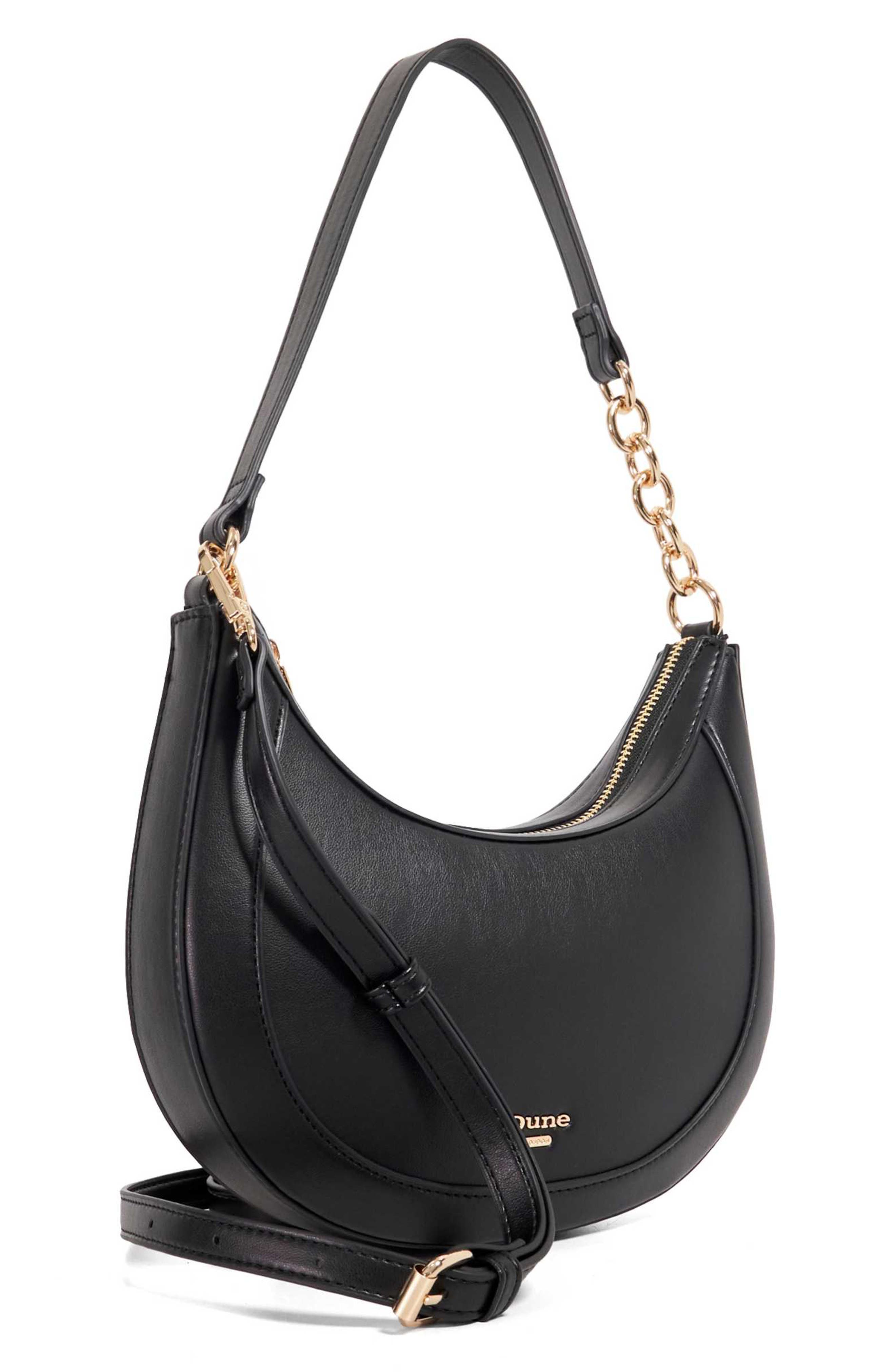 Dune London Diversions Faux Leather Shoulder Bag, Alternate, color, Black