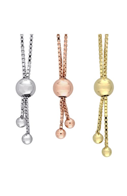 Delmar Set Of 3 Diamond Slider Bracelets In Silver Multi