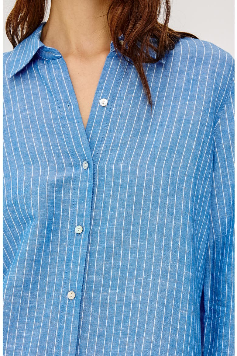 Knox Linen Blend Button-Up Shirt, Alternate, color, AVALON STRIPE