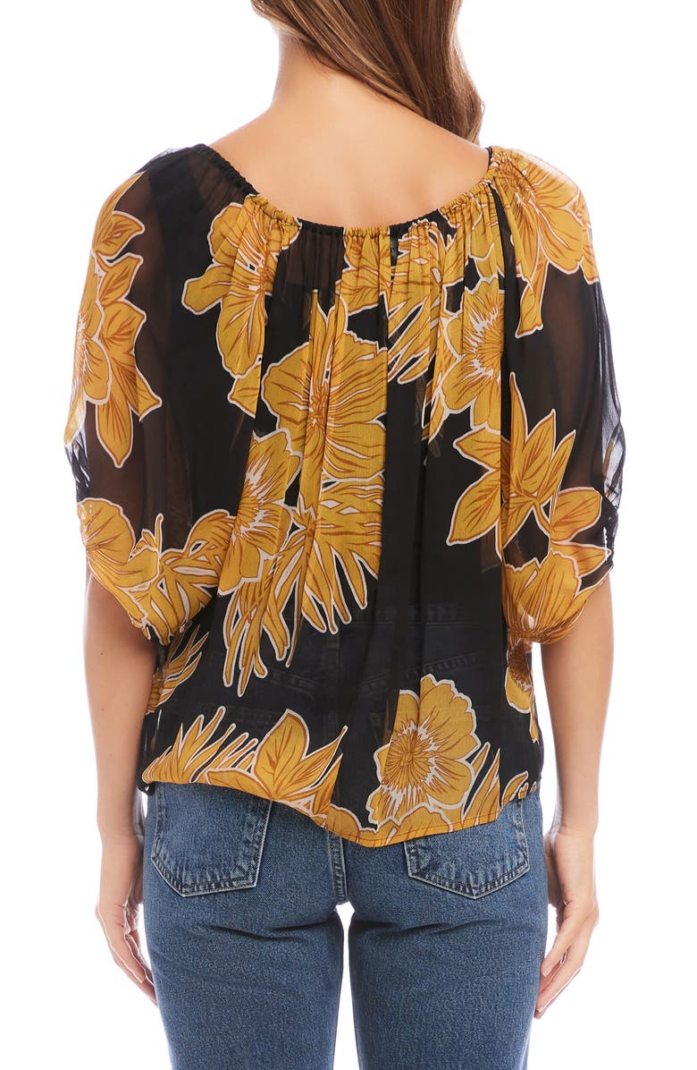 FIFTEEN TWENTY Floral Tie Neck Peasant Top, Alternate, color, 