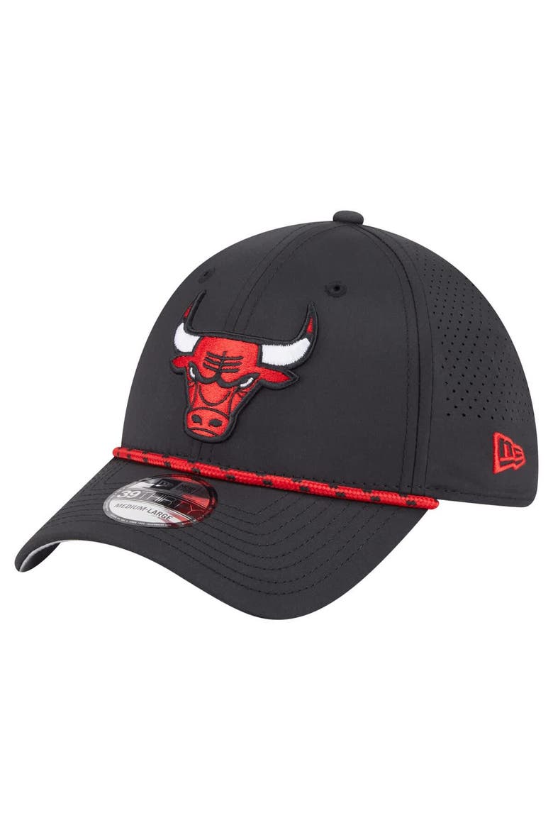 Men's New Era Black Chicago Bulls Featherweight Poly Rope Flex 39Thirty Hat, Main, color, Black