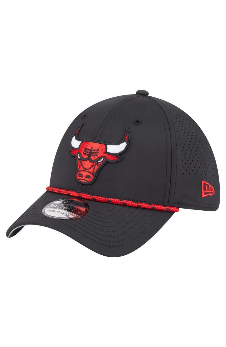New Era Men's New Era Black Chicago Bulls Featherweight Poly Rope Flex 39Thirty Hat, Main, color, Black