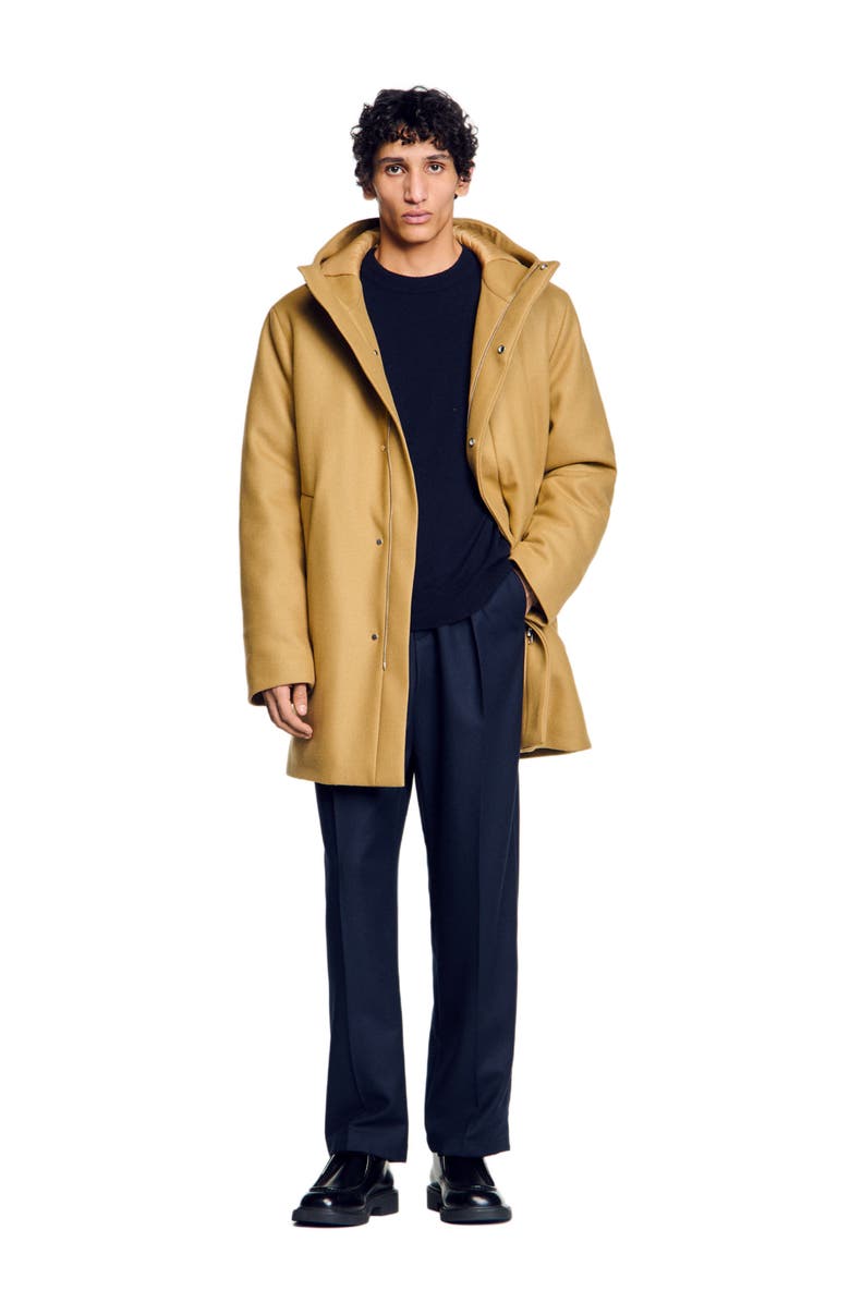 SANDRO Hooded wool parka, Alternate, color, 