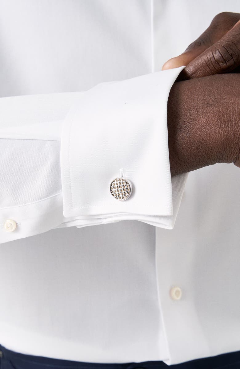 Eton Slim Fit White Cotton Twill Dress Shirt with French Cuffs, Alternate, color, White