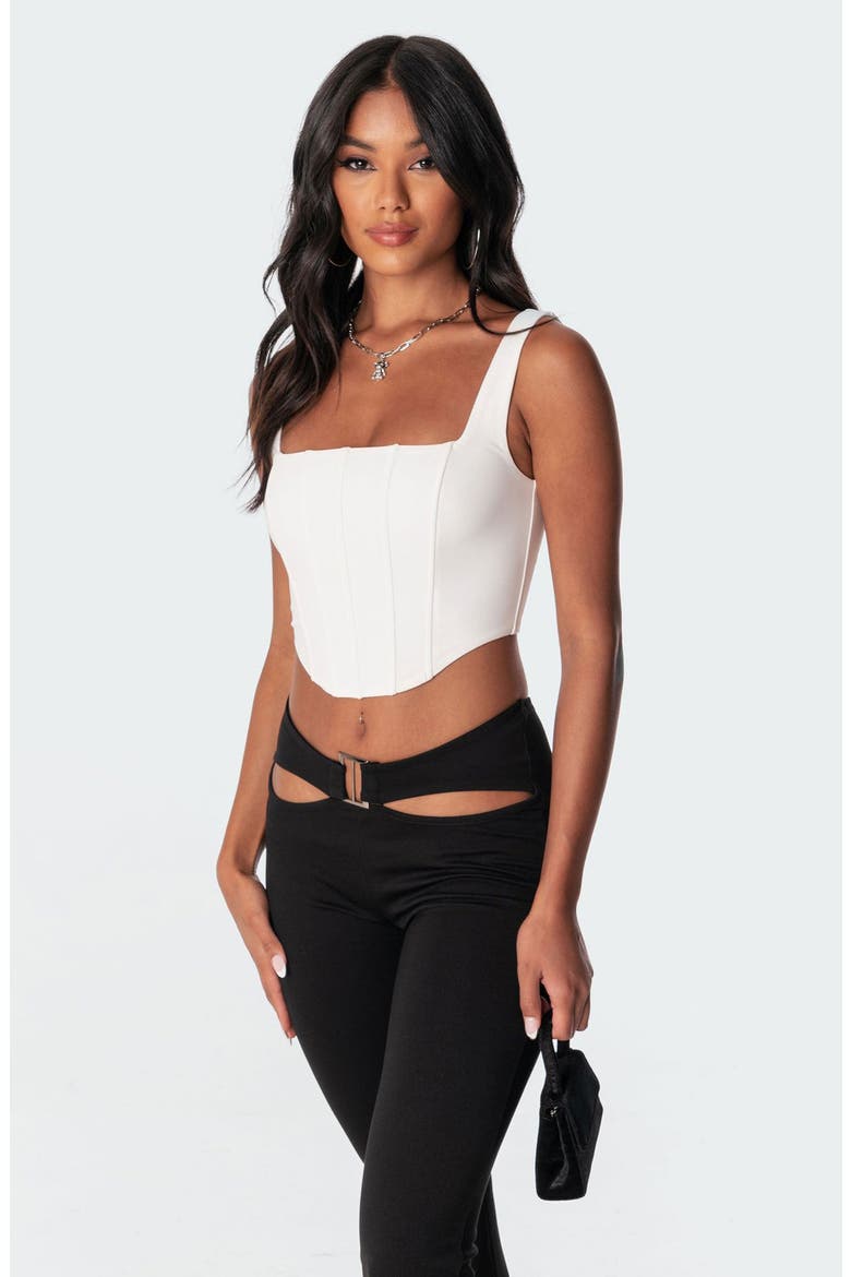 Isla Corset Crop Top, Alternate, color, WHITE