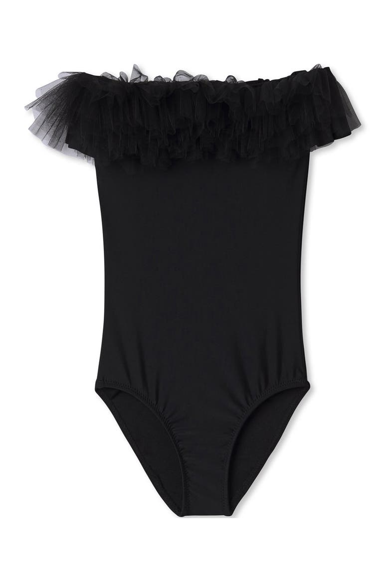Black Tulle Swimsuit, Main, color, BLACK