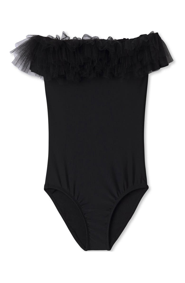 Stella Cove Black Tulle Swimsuit, Main, color,