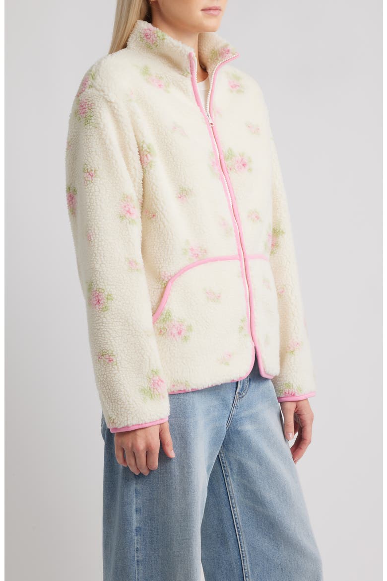 Sienna Flower Fleece Jacket, Alternate, color, CREAM