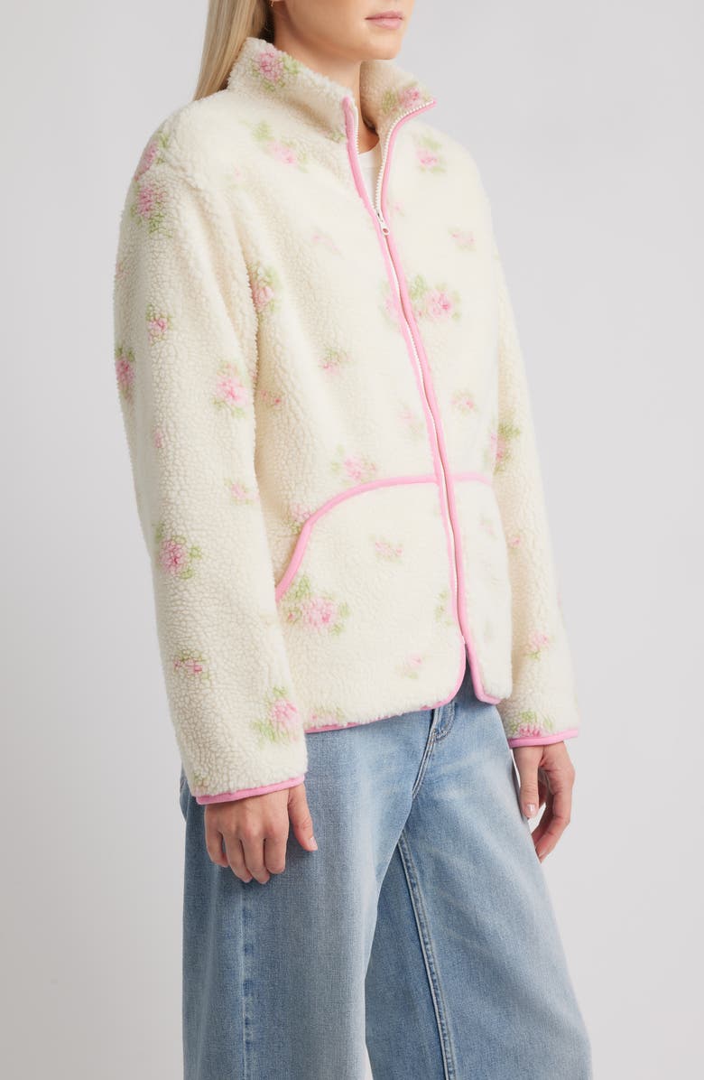 HAPPY CAMP3R Sienna Flower Fleece Jacket, Alternate, color, Cream