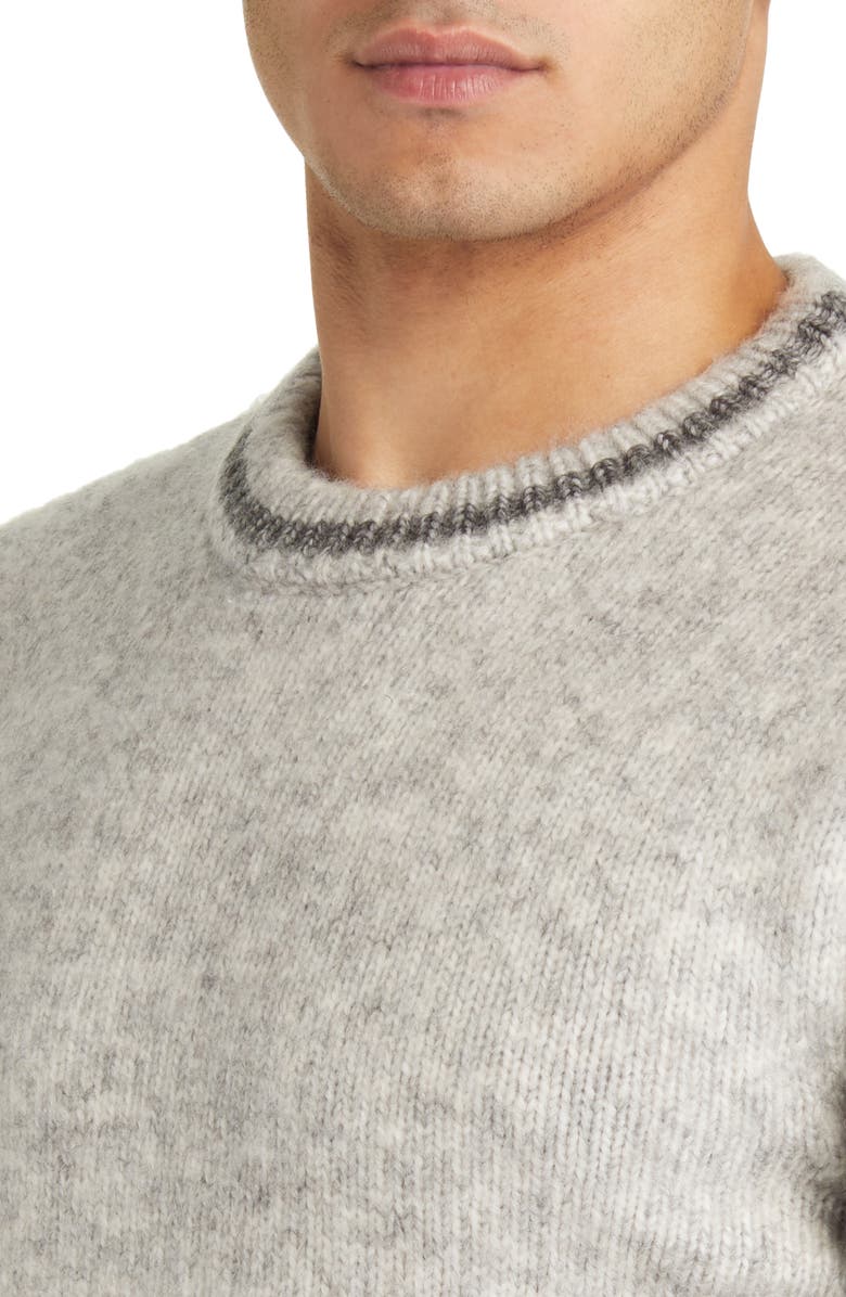 Schott NYC Stripe Trim Triple Blend Crewneck Sweater, Alternate, color,