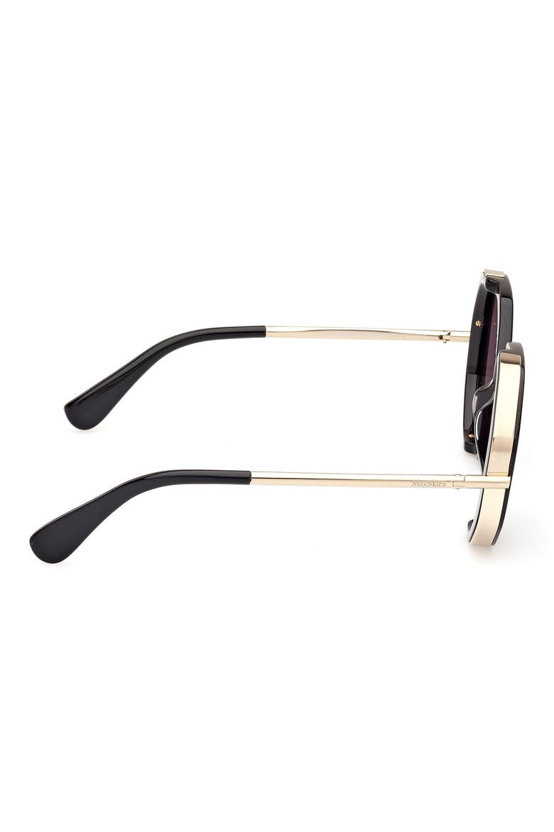 Menton 57mm Round Sunglasses, Alternate, color, SHINY BLACK / SMOKE