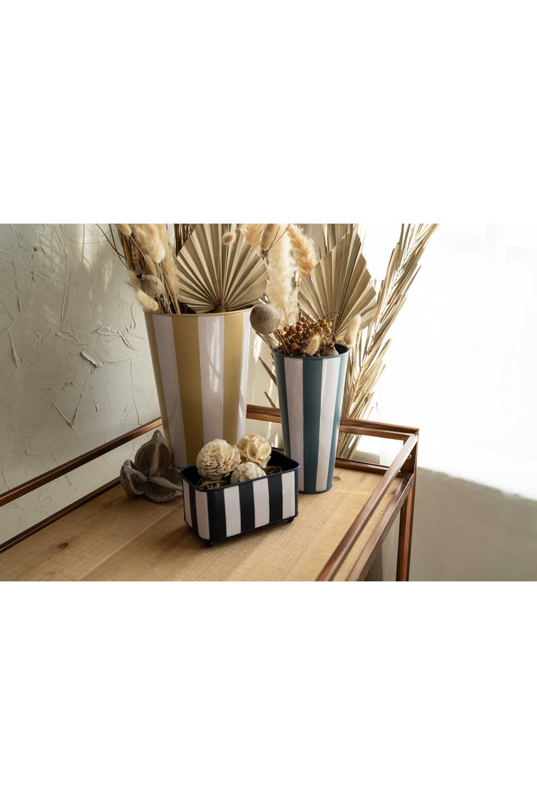 Cabana Striped Tan Vase, Alternate, color, Brown