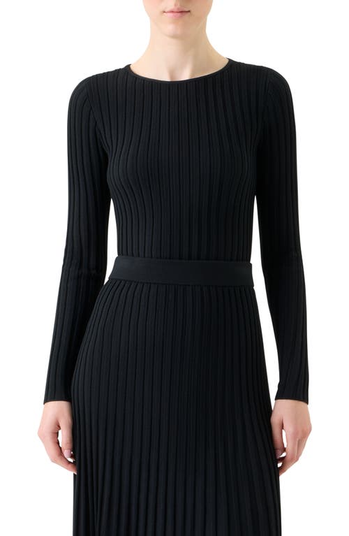 Akris Punto Reversed Virgin Wool Rib Sweater In Black