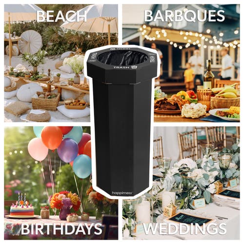 Happimess Fleur 25-gallon Classic Disposable Corrugated Cardboard Event Trash Can And Recycling Bin In Black