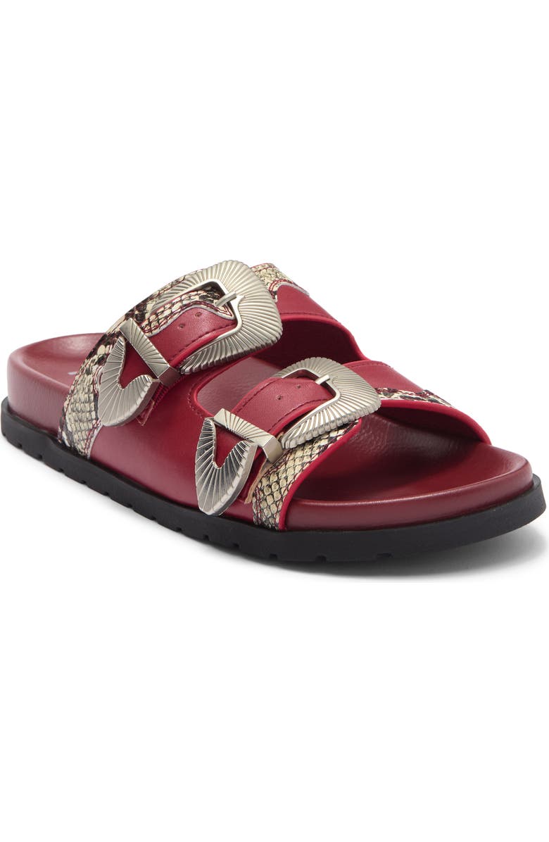 MIA Tibby Slide Sandal, Main, color, Red/ Beige Multi Snake