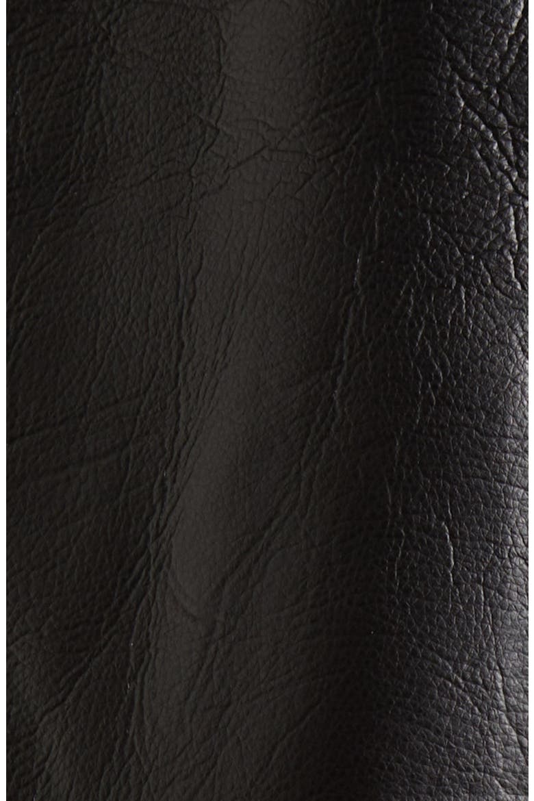 Faux Leather Aviator Jacket with Faux Fur Trim, Alternate, color, BLACK