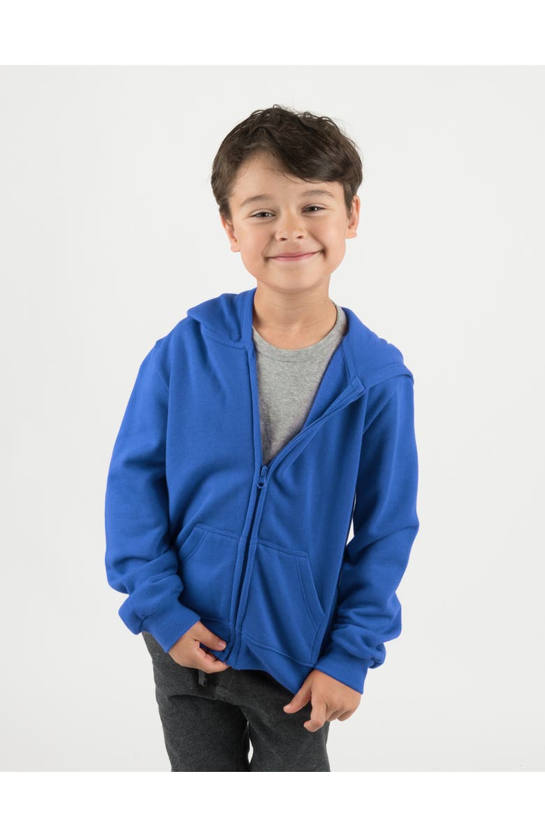 Leveret Kids Zip-Up Sweatshirt Hoodie, Cotton Blend, Solid Colors, Alternate, color, Royal Blue