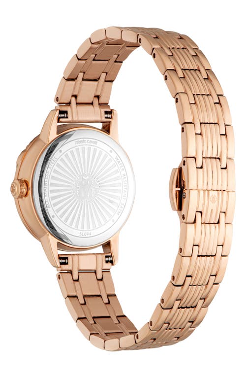 Roberto Cavalli Textured Crystal Quartz Bracelet Watch, 30mm In Rose Gold