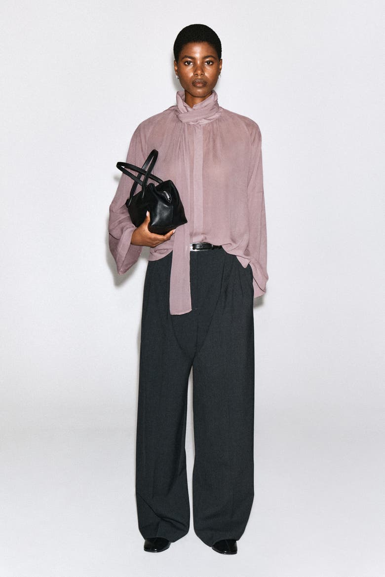 Fluid Scarf-detail Top, Alternate, color, MAUVE