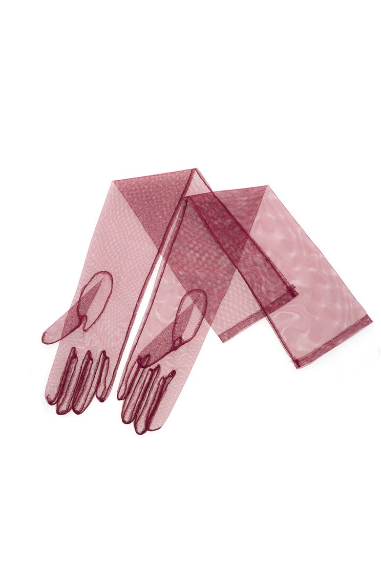 25294323 Burgundy Tulle Gloves, Main, color, Burgundy