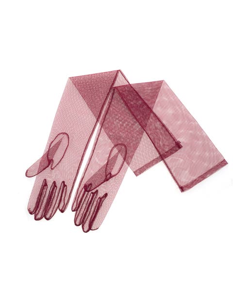 Burgundy Tulle Gloves