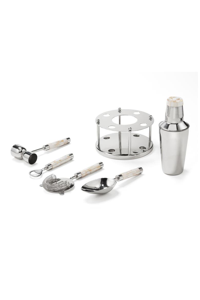 Mother-of-Pearl 6-Piece Bar Tool Set, Alternate, color, SILVER