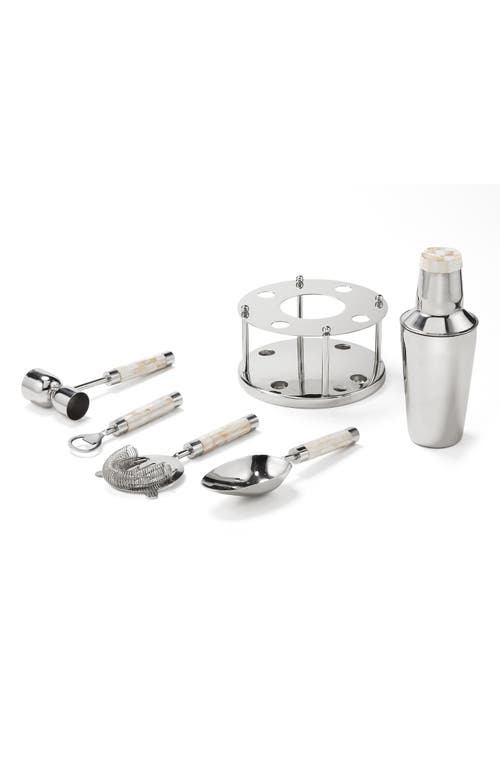 Roselli Trading Company Mother-of-pearl 6-piece Bar Tool Set In Silver