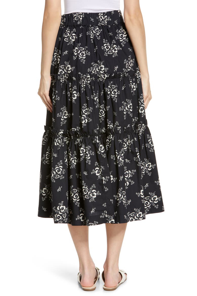 Sea Alessia Print Tiered Skirt, Alternate, color, BLACK