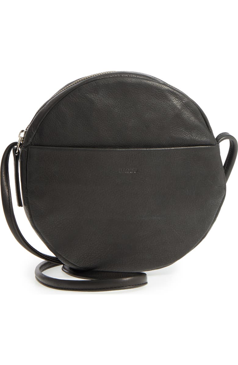 Baggu Circle Calfskin Leather Crossbody Bag, Main, color,