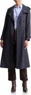 Avec Les Filles Plaid Relaxed Belted Funnel Neck Coat