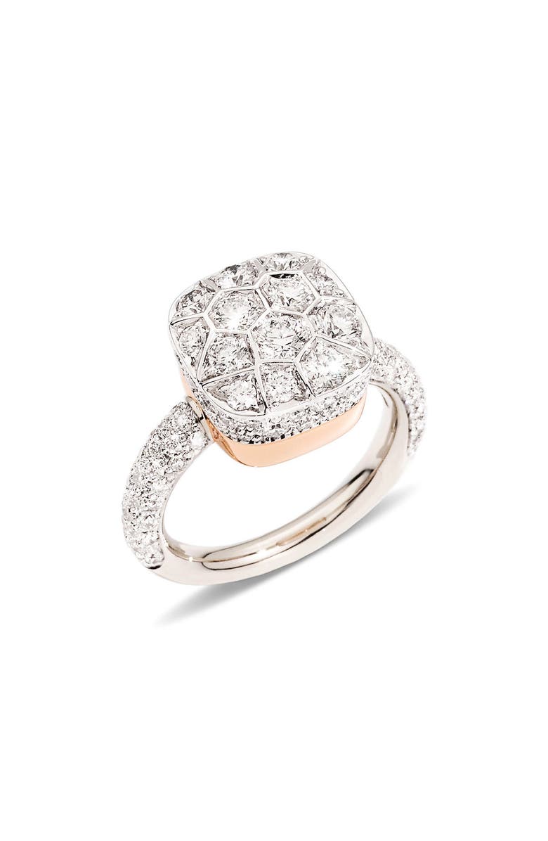 Pomellato Nudo Maxi Diamond Ring, Main, color, White Gold / Rose Gold