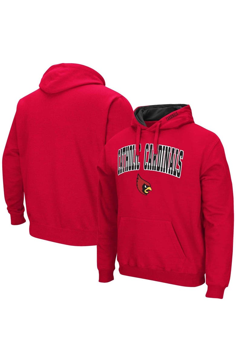 COLOSSEUM Men's Colosseum Cardinal Catholic University Cardinals Arch & Logo 3.0 Pullover Hoodie, Main, color, Cardinal