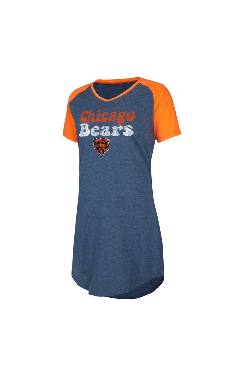 CONCEPTS SPORT Women's Concepts Sport Navy/Orange Chicago Bears Raglan V-Neck Nightshirt, Alternate, color, 