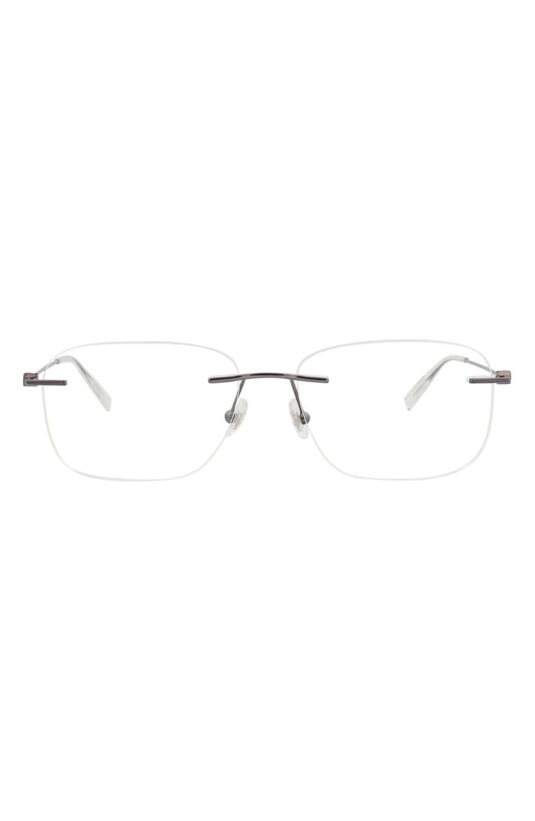 Montblanc 56mm Rimless Square Optical Glasses, Main, color, Ruthenium Transparent