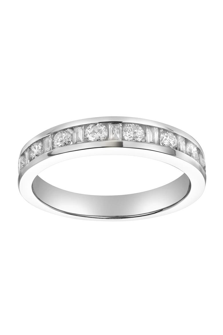 Amber 14K Gold Round Diamond Studded Stackable Band Ring - 0.68cts, Alternate, color, 14K White Gold