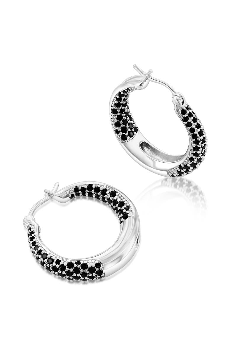 Black Crystal Hoops, Alternate, color, Black