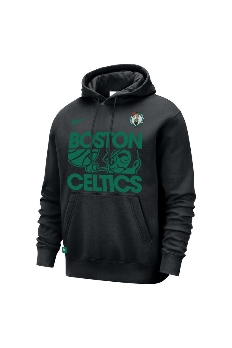 Men's Nike Black Boston Celtics Courtside Club Pullover Hoodie, Alternate, color, Black